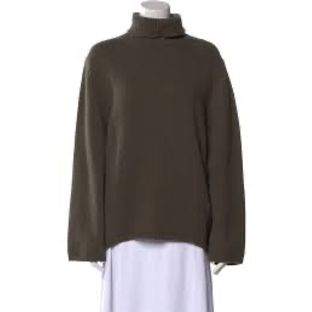 Toteme NWT $650 Wool Cashmere Blend Forest Green Turtleneck Sweater M Luxury - Picture 2 of 11